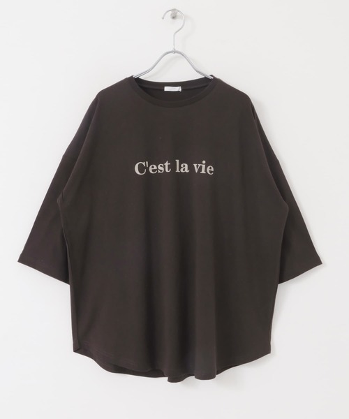 ITEMS URBANRESEARCH（アイテムズ アーバンリサーチ）の「ロゴハンソデビッグTシャツ（Tシャツ/カットソー・レディース・ダークブラウン/オフホワイト/ライトベージュ・FREE）」の14枚目の写真