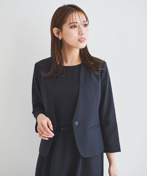 LAISSE PASSE（レッセパッセ）の「Vカラーサマージャケット（その他アウター・レディース・ベージュ/ネイビー・SMALL/MEDIUM）」の2枚目の写真