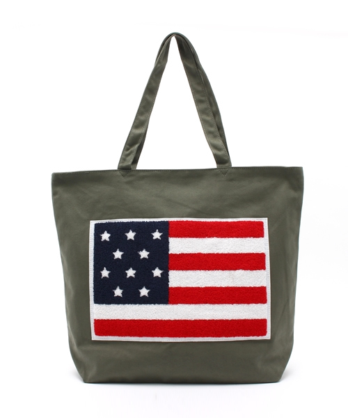 WEGO（ウィゴー）の「WEGO/フラッグサガラビッグトートバッグ（トートバッグ・レディース・カーキ/ホワイト/ブラック・FREE）」の3枚目の写真