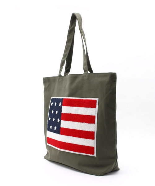 WEGO（ウィゴー）の「WEGO/フラッグサガラビッグトートバッグ（トートバッグ・レディース・カーキ/ホワイト/ブラック・FREE）」の5枚目の写真