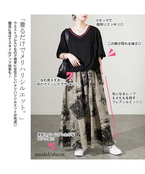 GOLDJAPAN(ゴールドジャパン)の「アートフラワープリントドッキングワンピース【大きいサイズ対応】(ワンピース・レディース・グレー/ブルー・LL~3L/4L~5L)」の5枚目の写真