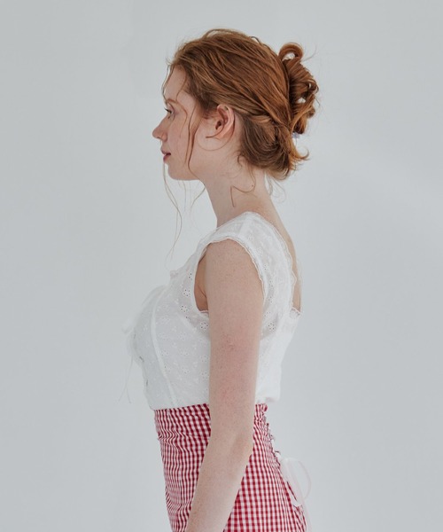 REDYAZEL（レディアゼル）の「フロントレースアップブラウス（シャツ/ブラウス・レディース・オフホワイト/ピンク・FREE）」の4枚目の写真