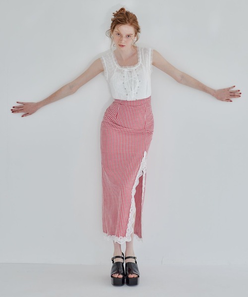 REDYAZEL（レディアゼル）の「フロントレースアップブラウス（シャツ/ブラウス・レディース・オフホワイト/ピンク・FREE）」の10枚目の写真