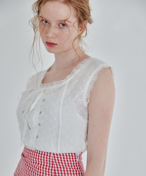 REDYAZEL（レディアゼル）の「フロントレースアップブラウス（シャツ/ブラウス・レディース・オフホワイト/ピンク・FREE）」の12枚目の写真