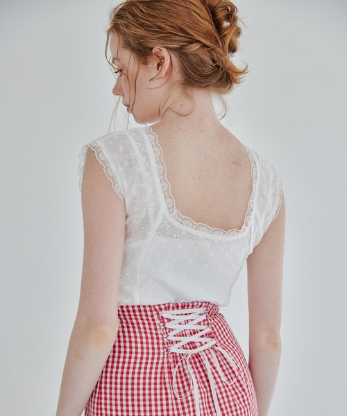 REDYAZEL（レディアゼル）の「フロントレースアップブラウス（シャツ/ブラウス・レディース・オフホワイト/ピンク・FREE）」の13枚目の写真