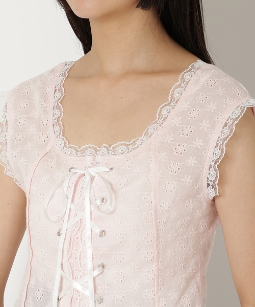 REDYAZEL（レディアゼル）の「フロントレースアップブラウス（シャツ/ブラウス・レディース・オフホワイト/ピンク・FREE）」の17枚目の写真