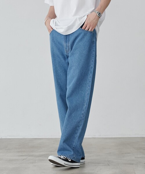 coen（コーエン）の「デニムストレートパンツ（デニムパンツ・メンズ・ネイビー/コバルトブルー・L/M/S/XL）」の5枚目の写真