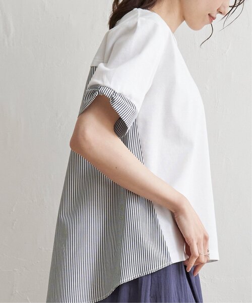 ikka(イッカ)の「【親子コーデ】袖リボン切り替えプルオーバー(Tシャツ/カットソー・レディース・ネイビー/オフホワイト/スカイブルー/グリーン・L/M/S)」の3枚目の写真