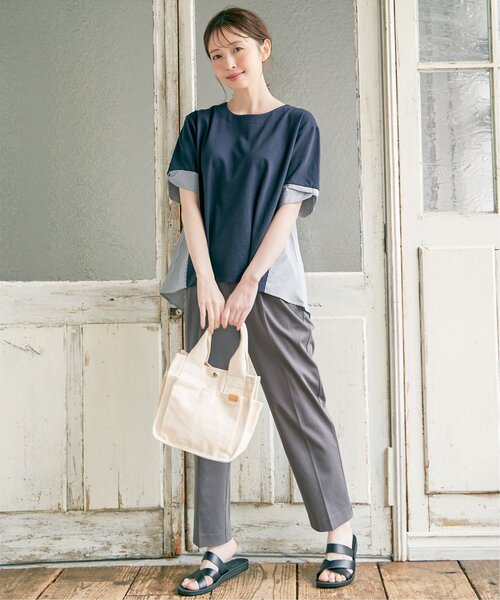 ikka(イッカ)の「【親子コーデ】袖リボン切り替えプルオーバー(Tシャツ/カットソー・レディース・ネイビー/オフホワイト/スカイブルー/グリーン・L/M/S)」の9枚目の写真