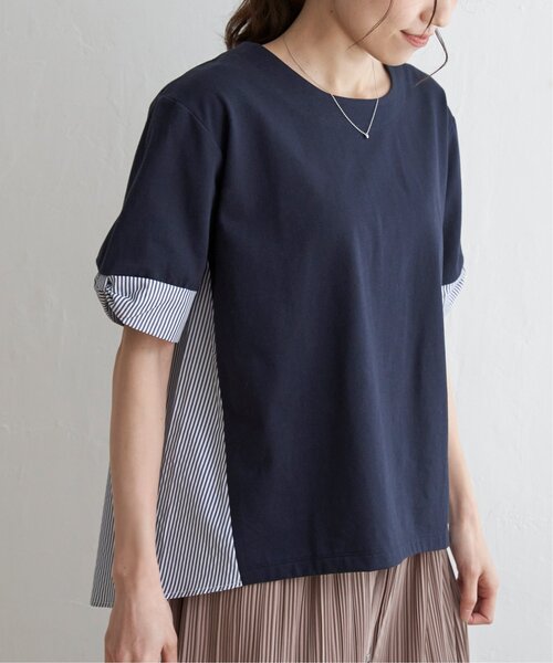ikka(イッカ)の「【親子コーデ】袖リボン切り替えプルオーバー(Tシャツ/カットソー・レディース・ネイビー/オフホワイト/スカイブルー/グリーン・L/M/S)」の12枚目の写真