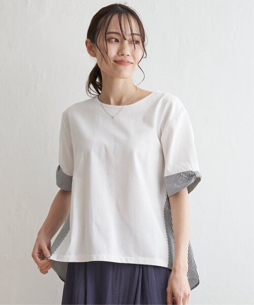 ikka(イッカ)の「【親子コーデ】袖リボン切り替えプルオーバー(Tシャツ/カットソー・レディース・ネイビー/オフホワイト/スカイブルー/グリーン・L/M/S)」の16枚目の写真