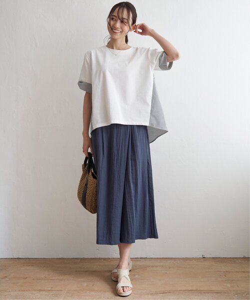 ikka(イッカ)の「【親子コーデ】袖リボン切り替えプルオーバー(Tシャツ/カットソー・レディース・ネイビー/オフホワイト/スカイブルー/グリーン・L/M/S)」の17枚目の写真