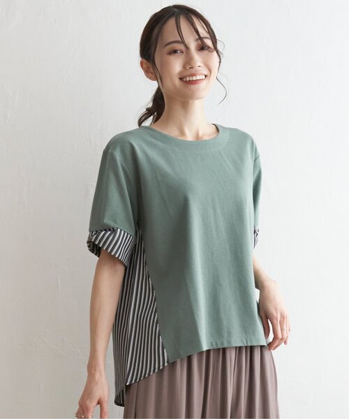 ikka(イッカ)の「【親子コーデ】袖リボン切り替えプルオーバー(Tシャツ/カットソー・レディース・ネイビー/オフホワイト/スカイブルー/グリーン・L/M/S)」の19枚目の写真