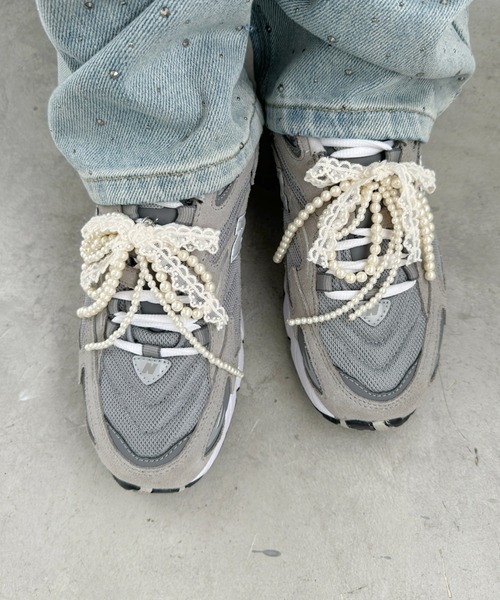 セール】レースリボンシューズアクセサリー スニーカーチャーム【2点