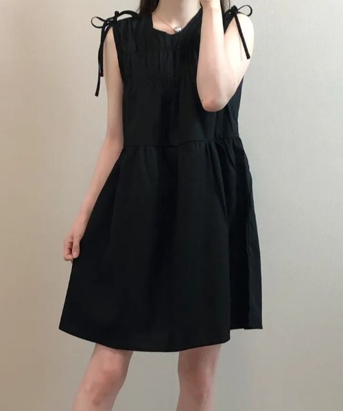 gossip!ロサンゼルス(ゴシップロサンゼルス)の「ショルダーストリングギャザーワンピース(ワンピース・レディース・ホワイト/ブラック・FREE)」の14枚目の写真