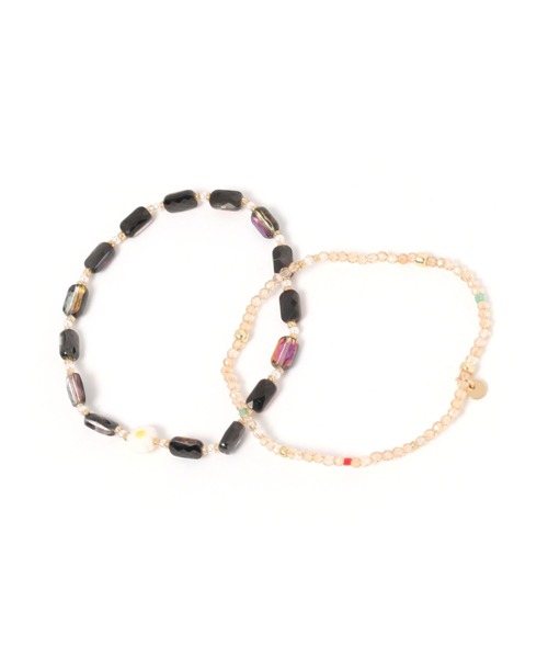 niko and...(ニコアンド)の「2本SETビーズブレスレット(ブレスレット・レディース・グリーン/オレンジ/ベージュ・0)」の2枚目の写真