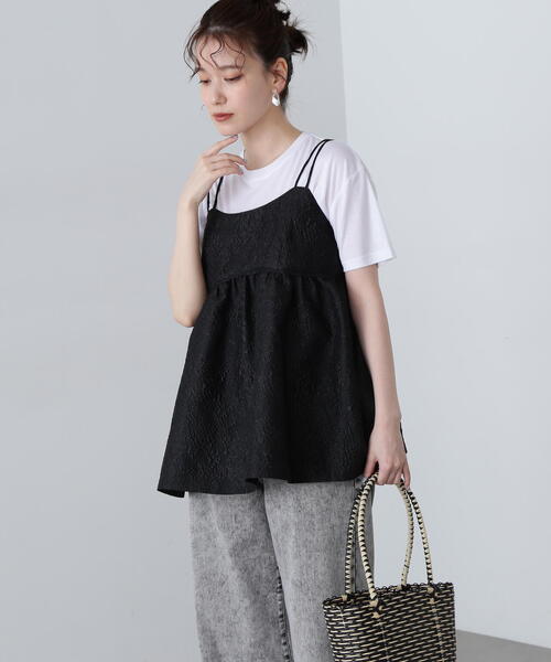 N.（N. Natural Beauty Basic）（エヌエヌナチュラルビューティーベーシック）の「◆ジャガードキャミビスチェ（キャミソール・レディース・ブラック/ライラック/オフホワイト・MEDIUM）」の5枚目の写真