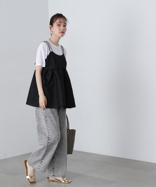 N.（N. Natural Beauty Basic）（エヌエヌナチュラルビューティーベーシック）の「◆ジャガードキャミビスチェ（キャミソール・レディース・ブラック/ライラック/オフホワイト・MEDIUM）」の7枚目の写真