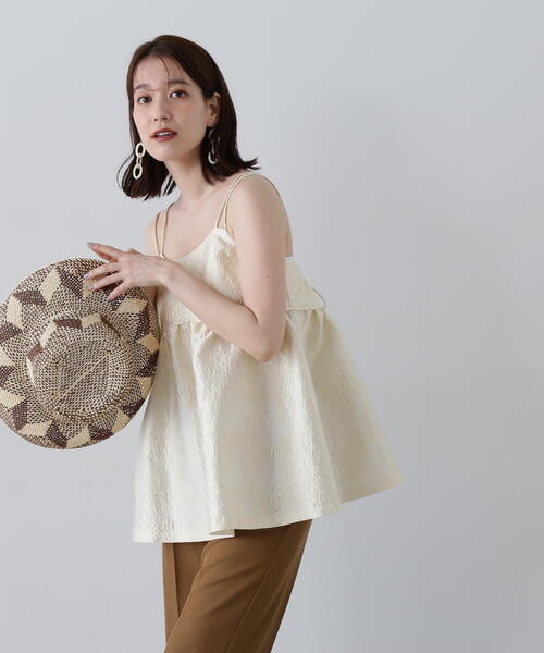 N.（N. Natural Beauty Basic）（エヌエヌナチュラルビューティーベーシック）の「◆ジャガードキャミビスチェ（キャミソール・レディース・ブラック/ライラック/オフホワイト・MEDIUM）」の15枚目の写真