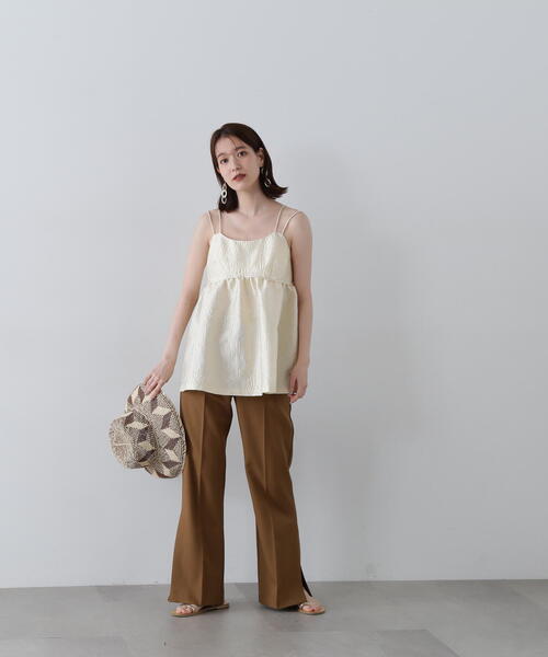 N.（N. Natural Beauty Basic）（エヌエヌナチュラルビューティーベーシック）の「◆ジャガードキャミビスチェ（キャミソール・レディース・ブラック/ライラック/オフホワイト・MEDIUM）」の16枚目の写真