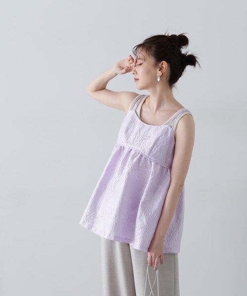 N.（N. Natural Beauty Basic）（エヌエヌナチュラルビューティーベーシック）の「◆ジャガードキャミビスチェ（キャミソール・レディース・ブラック/ライラック/オフホワイト・MEDIUM）」の3枚目の写真