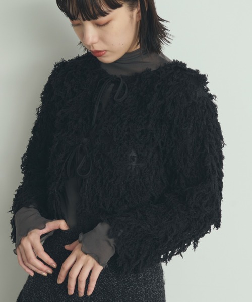 paravion（パラビオン）の「2WAYフリンジリボンカーディガン（カーディガン/ボレロ・レディース・アイボリー/ブラック・FREE）」の2枚目の写真