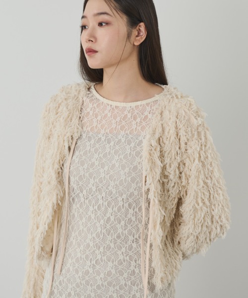 paravion（パラビオン）の「2WAYフリンジリボンカーディガン（カーディガン/ボレロ・レディース・アイボリー/ブラック・FREE）」の3枚目の写真