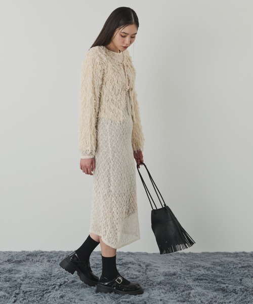 paravion（パラビオン）の「2WAYフリンジリボンカーディガン（カーディガン/ボレロ・レディース・アイボリー/ブラック・FREE）」の6枚目の写真