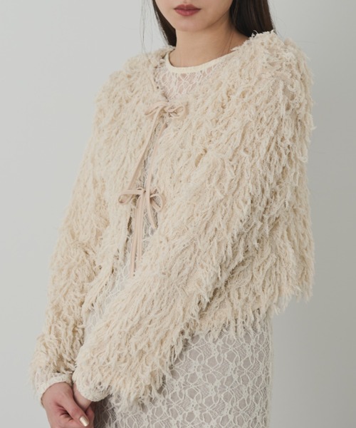 paravion（パラビオン）の「2WAYフリンジリボンカーディガン（カーディガン/ボレロ・レディース・アイボリー/ブラック・FREE）」の8枚目の写真