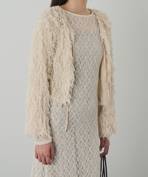 paravion（パラビオン）の「2WAYフリンジリボンカーディガン（カーディガン/ボレロ・レディース・アイボリー/ブラック・FREE）」の9枚目の写真