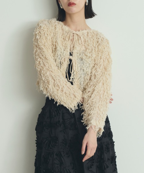 paravion（パラビオン）の「2WAYフリンジリボンカーディガン（カーディガン/ボレロ・レディース・アイボリー/ブラック・FREE）」の18枚目の写真