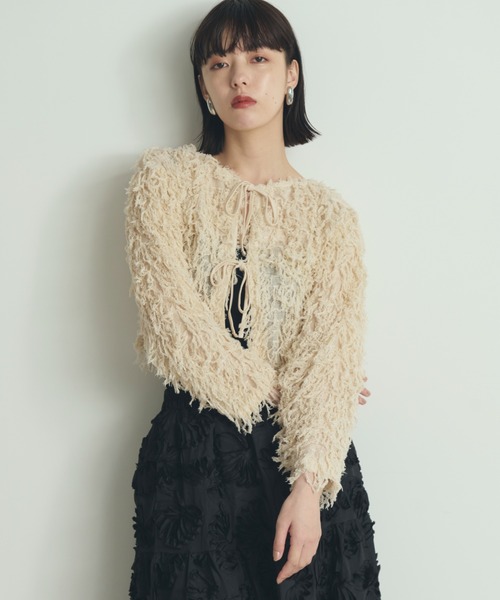 paravion（パラビオン）の「2WAYフリンジリボンカーディガン（カーディガン/ボレロ・レディース・アイボリー/ブラック・FREE）」の19枚目の写真