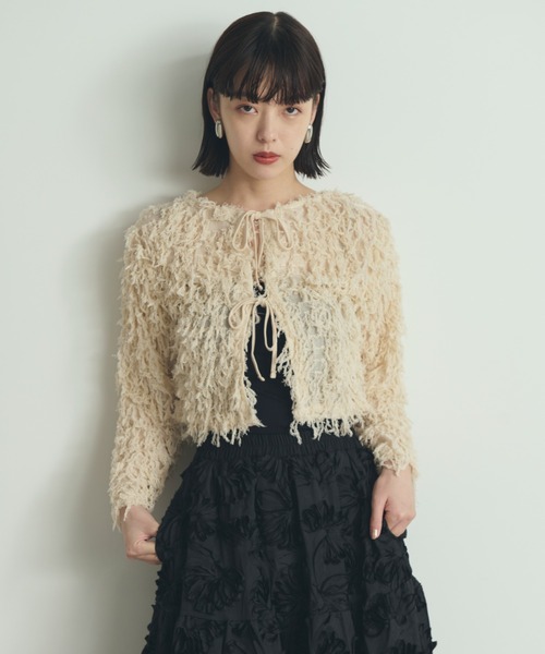 paravion（パラビオン）の「2WAYフリンジリボンカーディガン（カーディガン/ボレロ・レディース・アイボリー/ブラック・FREE）」の20枚目の写真
