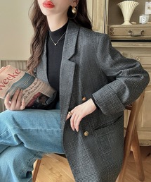 Meiru（メイル）の「【チェック/無地選べる】テーラードジャケット(ゆったりシルエット)（テーラードジャケット）」