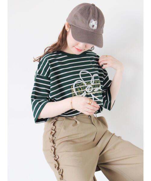 ehka sopo(エヘカソポ)の「柄アソート花ロゴプリントTシャツ(Tシャツ/カットソー・レディース・ネイビー/オフホワイト/ブラック/グリーン・F)」の12枚目の写真