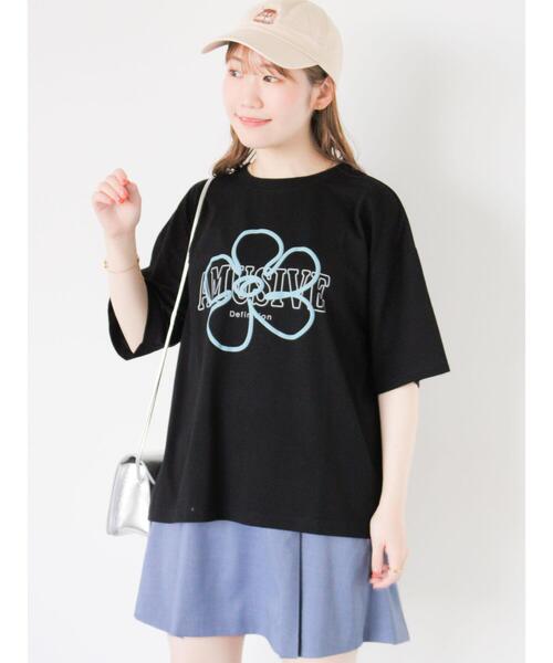 ehka sopo(エヘカソポ)の「柄アソート花ロゴプリントTシャツ(Tシャツ/カットソー・レディース・ネイビー/オフホワイト/ブラック/グリーン・F)」の19枚目の写真