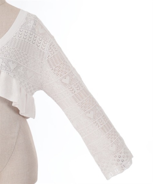 axes femme POETIQUE(アクシーズファムポエティック)の「トランプクロシェ風ニットカーディガン(カーディガン/ボレロ・レディース・ブラック/サックスブルー/キナリ・MEDIUM)」の22枚目の写真