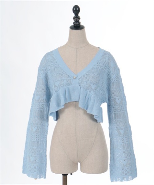 axes femme POETIQUE(アクシーズファムポエティック)の「トランプクロシェ風ニットカーディガン(カーディガン/ボレロ・レディース・ブラック/サックスブルー/キナリ・MEDIUM)」の21枚目の写真