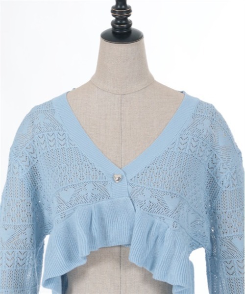 axes femme POETIQUE(アクシーズファムポエティック)の「トランプクロシェ風ニットカーディガン(カーディガン/ボレロ・レディース・ブラック/サックスブルー/キナリ・MEDIUM)」の18枚目の写真