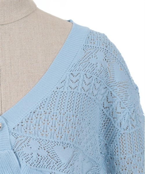 axes femme POETIQUE(アクシーズファムポエティック)の「トランプクロシェ風ニットカーディガン(カーディガン/ボレロ・レディース・ブラック/サックスブルー/キナリ・MEDIUM)」の16枚目の写真