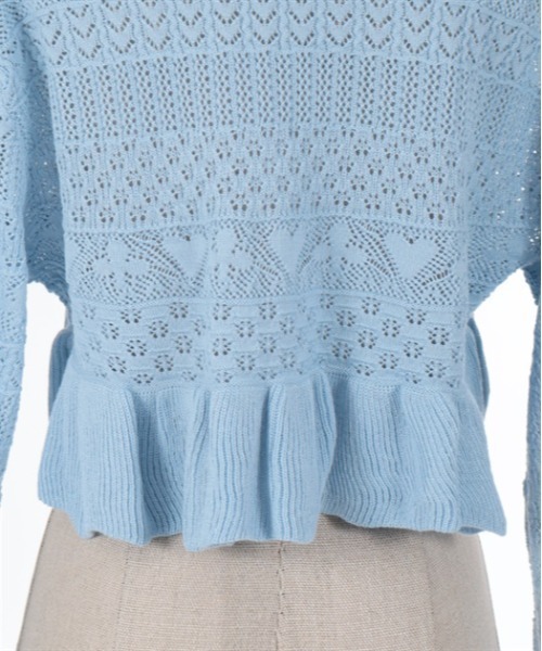 axes femme POETIQUE(アクシーズファムポエティック)の「トランプクロシェ風ニットカーディガン(カーディガン/ボレロ・レディース・ブラック/サックスブルー/キナリ・MEDIUM)」の15枚目の写真