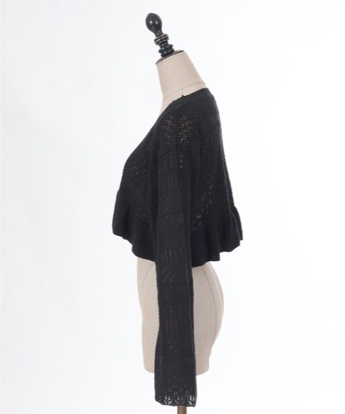 axes femme POETIQUE(アクシーズファムポエティック)の「トランプクロシェ風ニットカーディガン(カーディガン/ボレロ・レディース・ブラック/サックスブルー/キナリ・MEDIUM)」の12枚目の写真