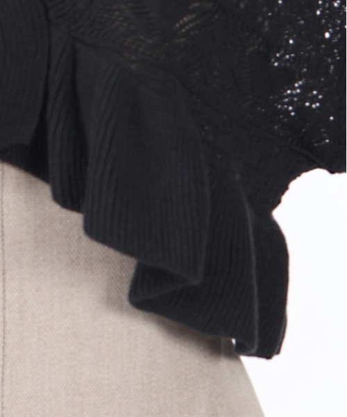 axes femme POETIQUE(アクシーズファムポエティック)の「トランプクロシェ風ニットカーディガン(カーディガン/ボレロ・レディース・ブラック/サックスブルー/キナリ・MEDIUM)」の9枚目の写真