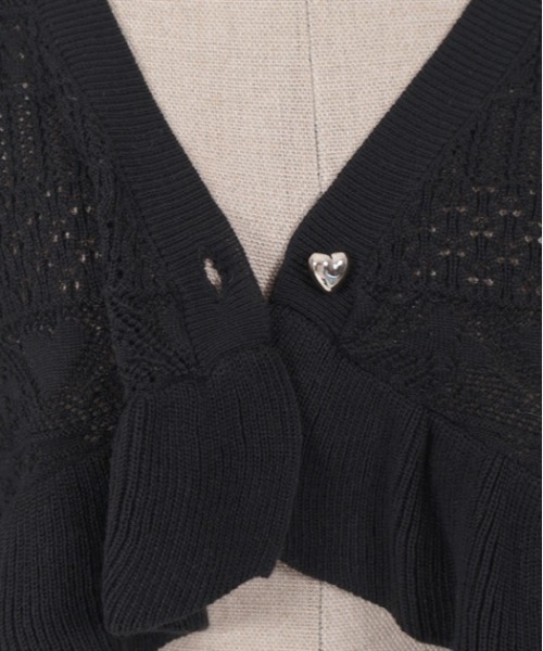 axes femme POETIQUE(アクシーズファムポエティック)の「トランプクロシェ風ニットカーディガン(カーディガン/ボレロ・レディース・ブラック/サックスブルー/キナリ・MEDIUM)」の8枚目の写真