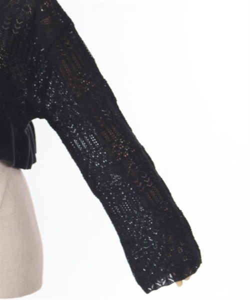 axes femme POETIQUE(アクシーズファムポエティック)の「トランプクロシェ風ニットカーディガン(カーディガン/ボレロ・レディース・ブラック/サックスブルー/キナリ・MEDIUM)」の5枚目の写真