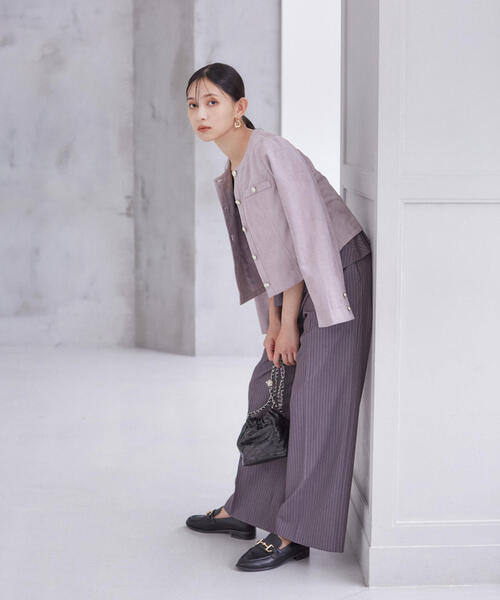 PROPORTION BODY DRESSING(プロポーションボディドレッシング)の「タックワイドパンツ / 1214230809(その他パンツ・レディース・ダークグレー/パープル/ベージュ・SMALL/MEDIUM)」の2枚目の写真