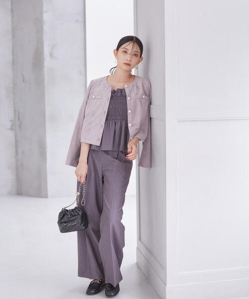 PROPORTION BODY DRESSING(プロポーションボディドレッシング)の「タックワイドパンツ / 1214230809(その他パンツ・レディース・ダークグレー/パープル/ベージュ・SMALL/MEDIUM)」の5枚目の写真