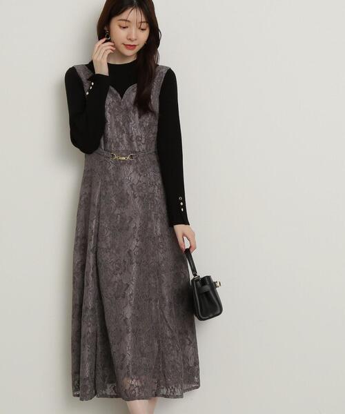 PROPORTION BODY DRESSING(プロポーションボディドレッシング)の「ビットベルトレースジャンスカ / 1214240903(ワンピース・レディース・ダークグレー/ブラウン・SMALL/MEDIUM)」の7枚目の写真