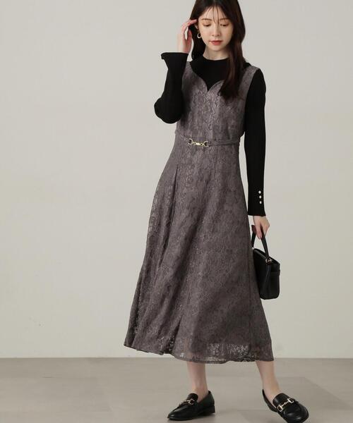 PROPORTION BODY DRESSING(プロポーションボディドレッシング)の「ビットベルトレースジャンスカ / 1214240903(ワンピース・レディース・ダークグレー/ブラウン・SMALL/MEDIUM)」の8枚目の写真