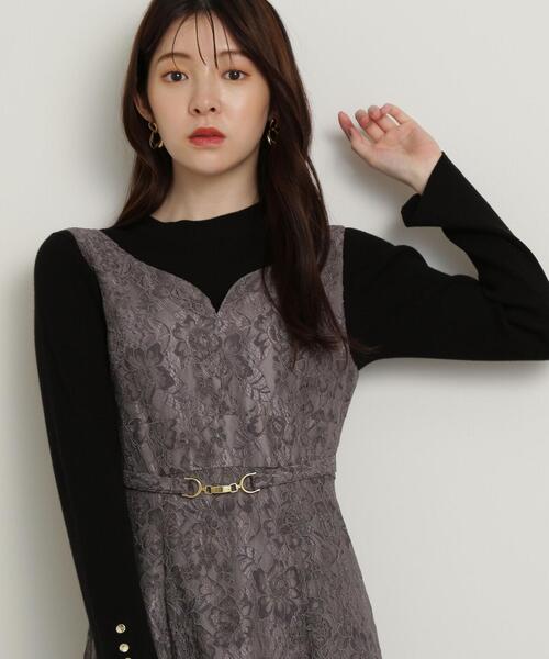 PROPORTION BODY DRESSING(プロポーションボディドレッシング)の「ビットベルトレースジャンスカ / 1214240903(ワンピース・レディース・ダークグレー/ブラウン・SMALL/MEDIUM)」の9枚目の写真